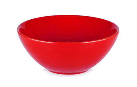 Red bowl isolated on white  backgroundの写真素材