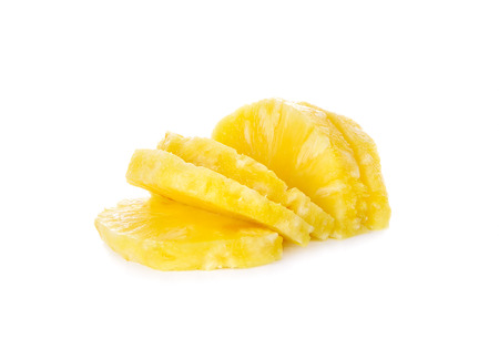 Pineapple slices isolated on white backgroundの写真素材