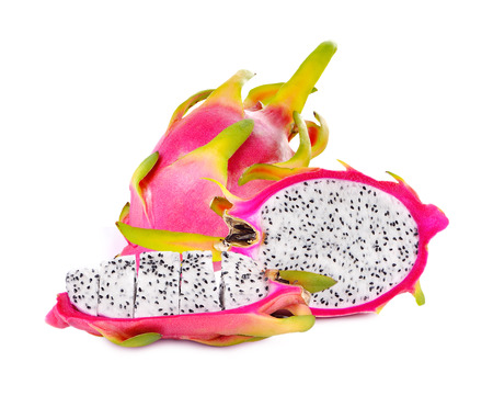 pitaya and slice isolated on white backgroundの写真素材
