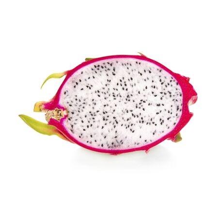 Dragon fruit in the garden, cut in half on the white backgroundの写真素材