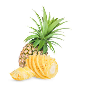 Fresh pineapple isolated on white backgroundの写真素材
