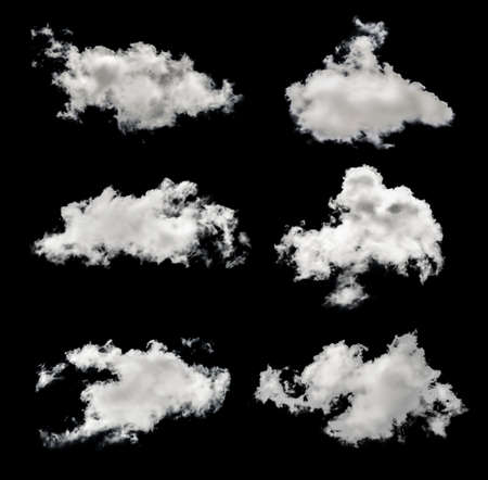 white clouds isolated on black backgroundの写真素材