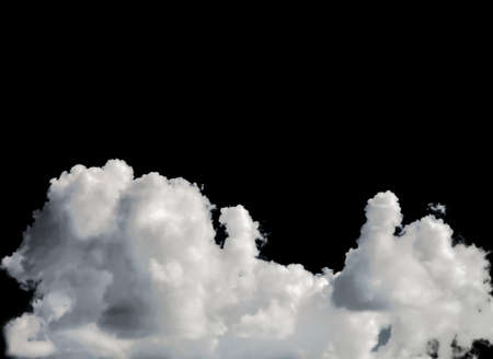 white clouds isolated on black backgroundの写真素材