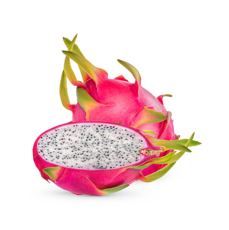 Dragon fruits isolated on white backgroundの写真素材