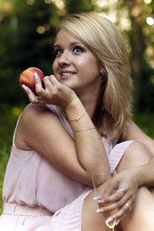 girl and a glassの写真素材