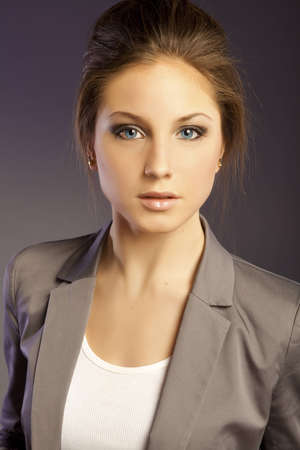 young woman close up posing in studioの写真素材