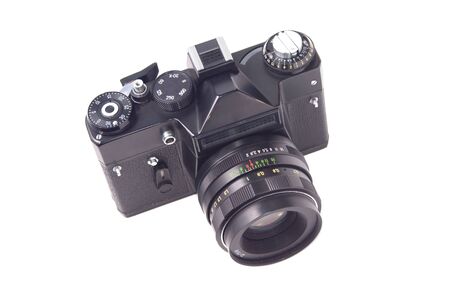 Vintage soviet single lens reflex photocamera isolated