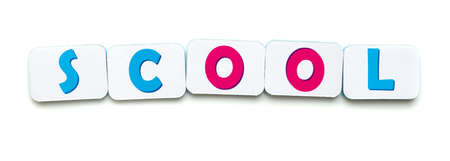 Word school made of magnetic letters isolated                               の写真素材