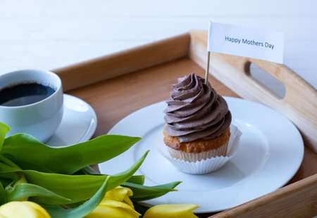 Breakfast, Mothers Day Composition. Gift for momの写真素材