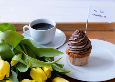 Breakfast, Mothers Day Composition. Gift for momの写真素材