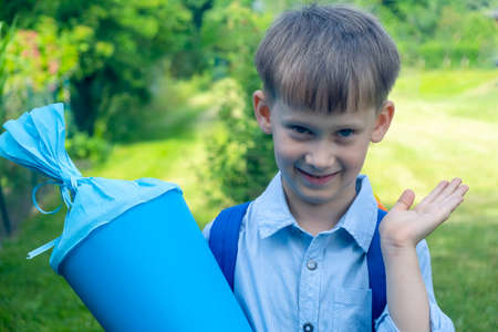 The child goes to school for the first timeの写真素材