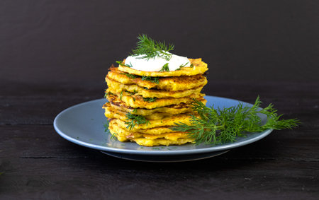 Traditional Ukrainian deruny . Ukrainian cuisine Potato pancake.の写真素材