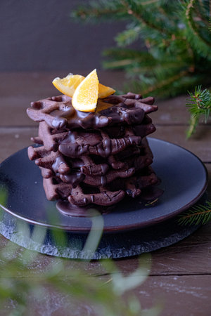 Bake chocolate wafers with orange syrupの写真素材
