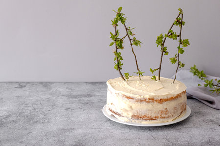 Easter cake. Cake with bunny ears.の写真素材