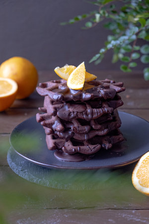 Bake chocolate wafers with orange syrupの写真素材