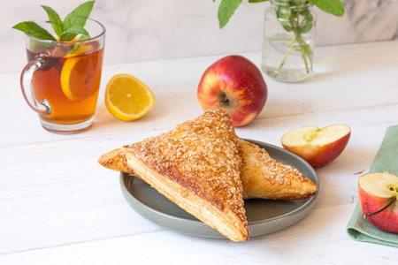 Apple Puff. Homemade Breakfast with Apple Puffsの写真素材