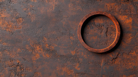 High contrast rusty texture with circular ring in center, pitted and aged surfaceの素材