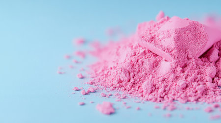Soft focus pink makeup dust spread across icy blue background, dreamy aestheticの素材