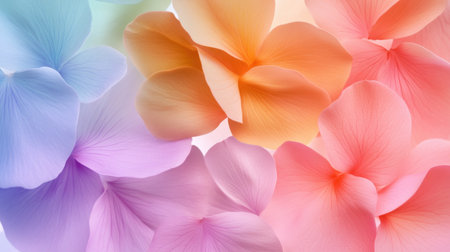 Soft pastel petals scattered in a symmetrical pattern for floral-themed visual compositionsの素材