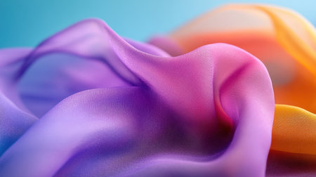 Artistic interpretation of abstract fabric movement in vibrant gradient for modern designの素材
