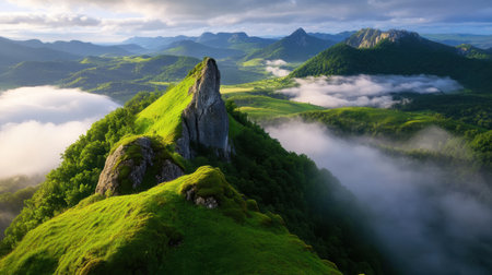 Soft light over untouched landscapes revealing Earth gentle spiritの素材