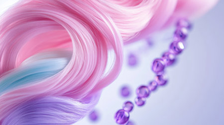 Elegant pastel curls and lavender accents creating a dreamy design backdropの素材