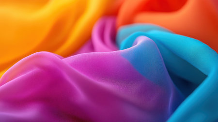 Gentle movement of fabric texture captured in vibrant colors and abstract foldsの素材