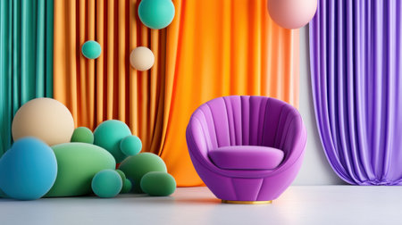 Modern satin fabric arrangement in bright hues for stylish creative backdropsの素材