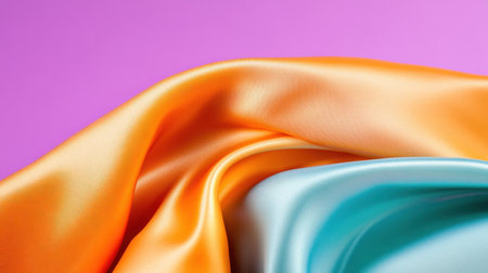 Smooth satin layers in vibrant hues, creating a rich textured background for fashion visualsの素材
