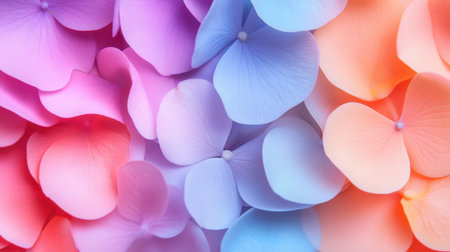Soft pastel petals scattered in a symmetrical pattern for floral-themed visual compositionsの素材