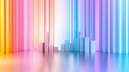 Smooth vertical stripes in bright gradient colors for a futuristic and clean visual effectの素材