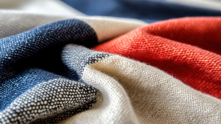 Flag folds close-up, fabric texture showing stars and stripes, Memorial Day feelの素材