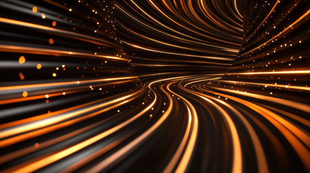 Dynamic speed lines with motion blur and sparkling effects in dark speed tunnelの素材