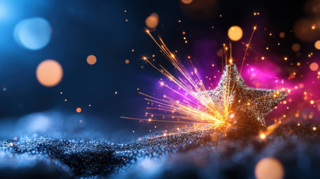 Star glitter and sparkling fireworks bursting out in space, magical cosmic lookの素材