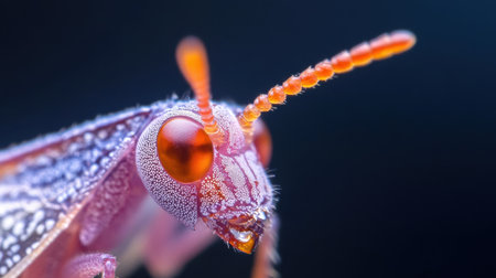 Intricate leafhopper in macro, antennae and delicate wing membranes highlighted with fine lightingの素材
