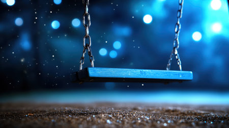 Playground swing set outlined by stars and distant stardust trailsの素材