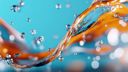 Floating paint swirl, dynamic curves and reflections, abstract design in modern art styleの素材