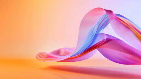 This visually captivating image showcases elegant flowing ribbons of translucent fabric in a mix of soft pastel colors, creating a serene atmosphere perfect for artistic projects or as a modern backdrop.の素材
