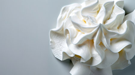 This image showcases an elegant swirl of creamy whipped topping, beautifully styled against a soft background. Ideal for culinary themes and food presentations.の素材