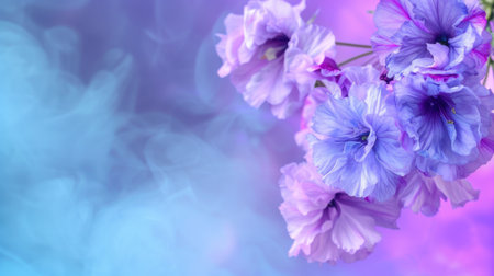 A stunning closeup of beautiful purple flowers against a soft, ethereal background. Perfect for designs focused on nature and floral themes.の素材