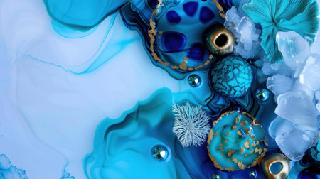 This abstract image showcases an artistic blend of blue shades and intricate textures, perfect for conveying tranquility and creativity in design projects.の素材