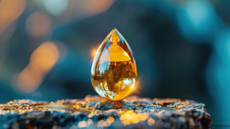 Captivating image of a beautiful amber gemstone illuminated by soft natural light, showcasing sparkling highlights and rich color, perfect for decorations.の素材