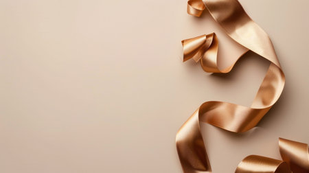 This stunning image features a delicate satin ribbon elegantly draped on a neutral background, ideal for various creative and festive design projects.の素材