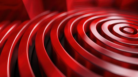 This captivating abstract image features a glossy red spiral pattern, showcasing vibrant colors and smooth curves, perfect for design and art projects.の素材