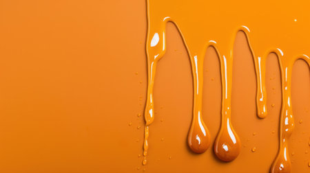 This image features bright orange paint dripping against a vibrant orange background, creating a dynamic and bold abstract art concept perfect for creative projects.の素材