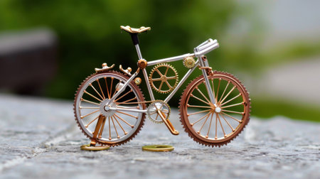 A beautifully crafted metal bicycle model featuring intricate gears and elegant design. Perfect for art enthusiasts, collectors, or decorative display.の素材