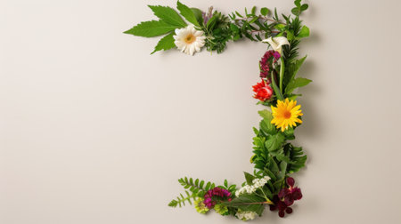 A captivating floral art piece showcasing the letter G crafted from assorted flowers and greenery, perfect for seasonal decor or botanical themes.の素材