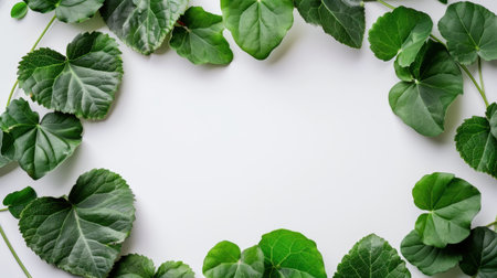 A captivating arrangement of vibrant green leaves on a clean white background, ideal for concepts related to nature, health, and eco-friendly designs.の素材