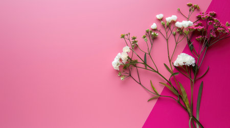 This image showcases a beautiful arrangement of vibrant flowers on a soft pink background, perfect for spring themes, feminine designs, or romantic settings.の素材