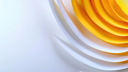 This abstract design features layered curves of yellow and white, creating a vibrant and modern background perfect for creative projects and illustrations.の素材